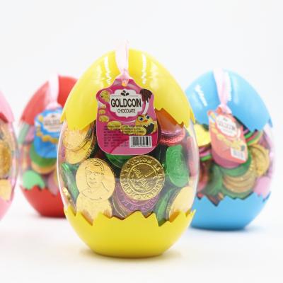 China Egg Shape Custom Chocolate Coins 4 Colors In One Carton Private Label for sale