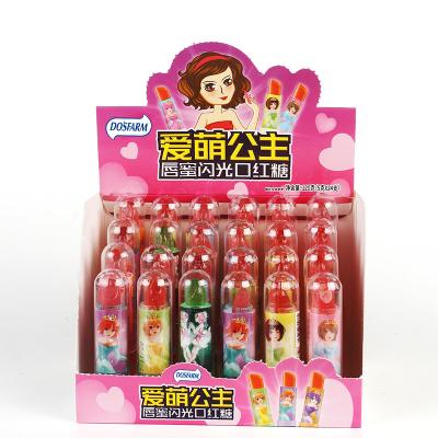 China Healthy Sugar Free Candy Lipstick Shape Lollipop Flashlight Lighting Lipstick Toy Candy for sale