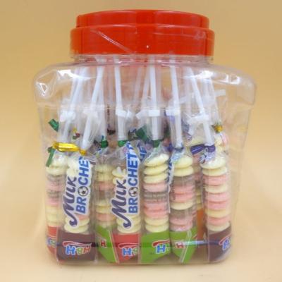 China Funny Milk Flavored Brochette Sugar Candies With Jar Various Candy Shapes for sale