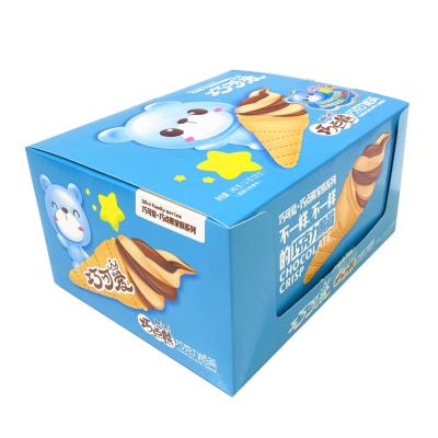 China Mini Chocolate Cup Crispy Biscuit Energy Snack Ice Cream Cone With Chocolate Jam Inside for sale