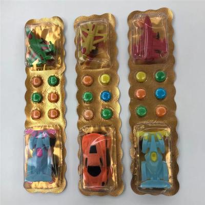 China Special Design Compressed Candy Packed With Car Airplane Toys for sale