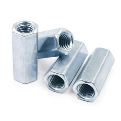 China DIN Standard Plain Zinc Galvanized Hexagon Long Nut M5-120 for Connector Nut Connection for sale