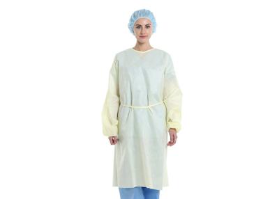 China Soft Breathable Non Woven Isolation Gown Disposable Light Weight PP 20GSM for sale