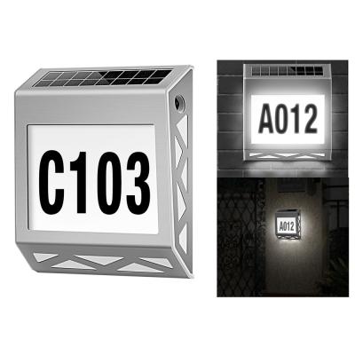 China DC 4V Outdoor Solar House Number LED Door Sings Wall Stainless Steel 500mAh for sale