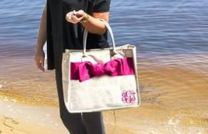 China Linen bow tote for sale