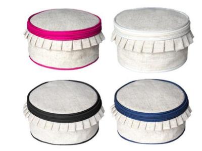 China Linen round jewelry case for sale