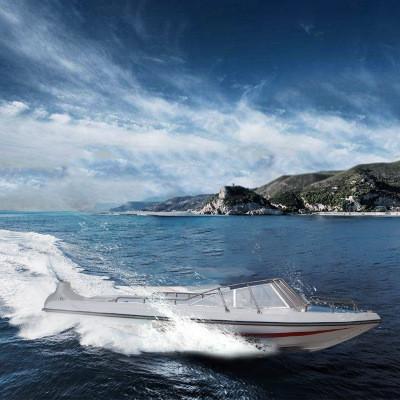 China 100hp 70Km/H  Leisure Yacht Commercial FiberGlass Luxury Speed Boat for sale