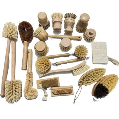 China Natural Sisal Bristles Wood Bathroom Scrub Brush Bamboo Toilet Cleaning Brush for sale