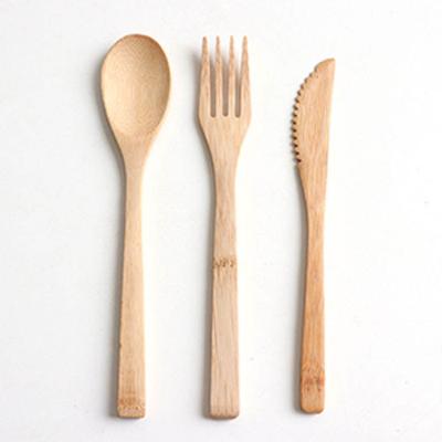 China OEM logo natural portable Travel wooden fork spoons knives bamboo wood Flatware cutlery set for kitchen for sale
