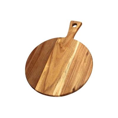 China Placa de corte de madeira de venda quente do círculo da acácia das Amazonas com a bancada da placa de corte do punho para a placa de pão da carne à venda