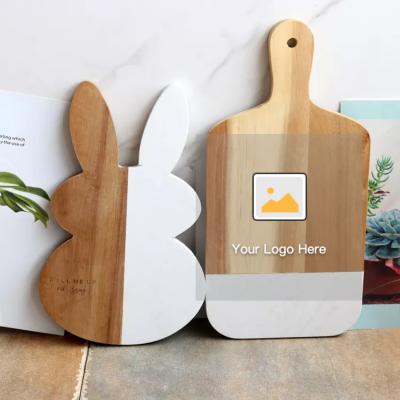 China Natural Stone White Marble 9 X 6 Wood Vegetable Cutting Board With Knife Set for sale