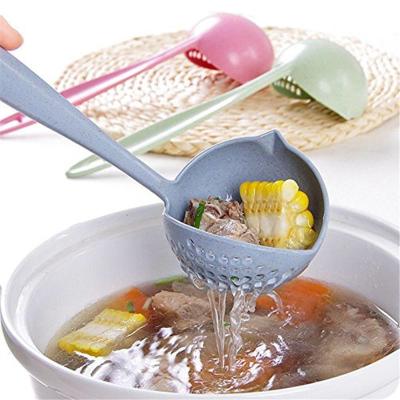 中国 2つ1つの長いハンドルのスープ用のスプーンの支持できるプラスチックに付き 販売のため