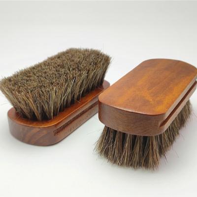 China Custom Logo Shoe Cleaning Brush Wooden Handle Leather Care for sale