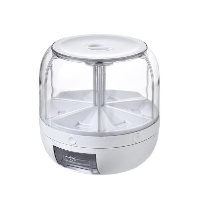China 3L 6 Grid Dry Food Storage Container Rice And Grain Rotating Food Dispenser for sale