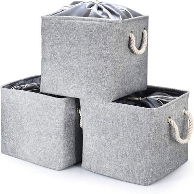 China Collapsible Linen Storage Basket With Cotton Rope Handles For Toys for sale