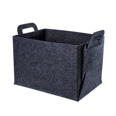 China Household Large Foldable 12mm Felt Storage Basket With Handle for sale