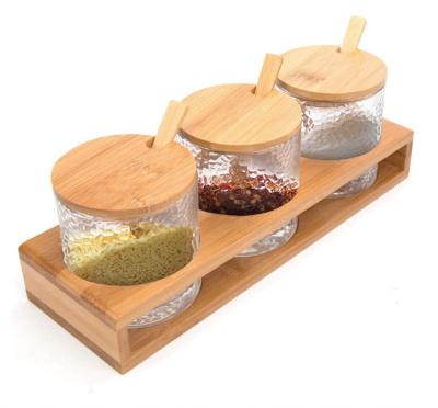 China Kitchen Storage Organizer Bamboo Spice Rack Seasoning Box Set for sale