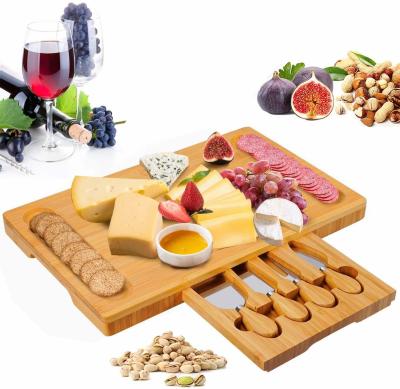 China Large Premium Bamboo Cheeseboard For Charcuterie Wine Meat for sale