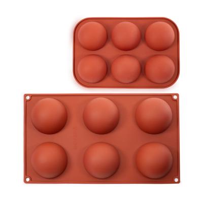 China Food Grade LFGB Approved Silicone Semicircle Mold , Silicone Chocolate Mold Six Hole for sale