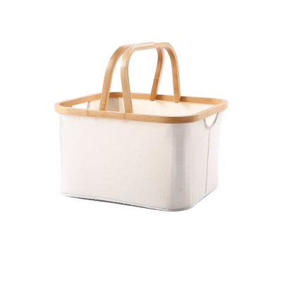 China Bamboo Linen Laundry Hampers Baskets With Dual Built In Handles And Built Detachable Brackets for sale