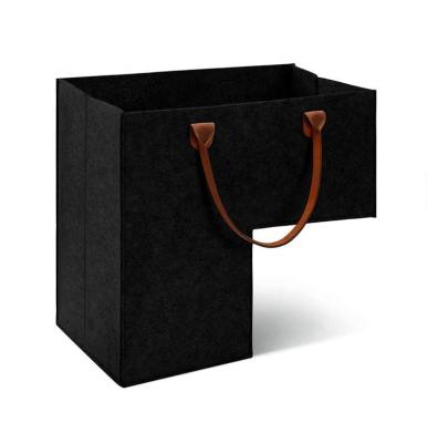 China Premium Felt 32x33cm Step Basket For Stairs With Leather Handles for sale