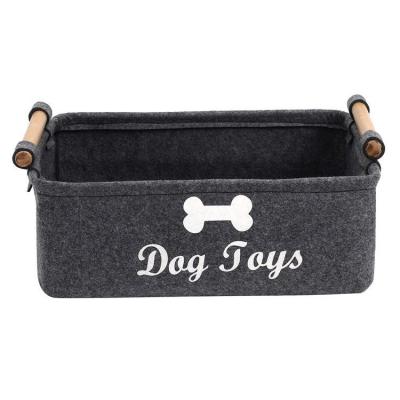 China Pet Toy 3mm felt storage basket With Wood Handle for sale