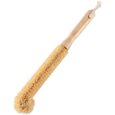 China Elbow Design Bamboo Kitchen Brush Long Handle Coconut Glass Bottle Cleaning for sale
