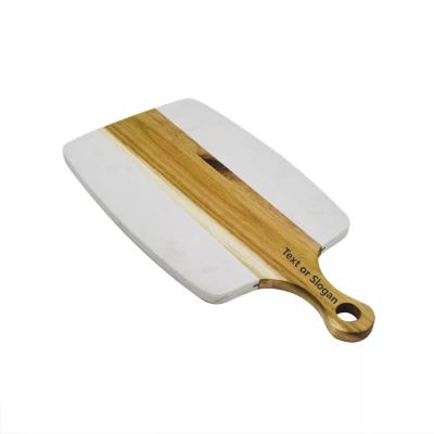 China Serving Custom Handcrafted Square Marble Chopping Board With Handle for sale