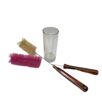 China Kitchen household cleaning bottle brush PET brush on long wooden handle for sale
