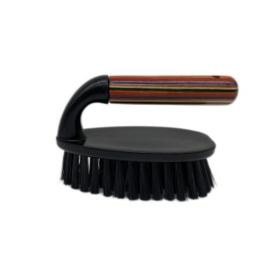 China Household floor brush Black plastic cleaning brush with wooden handle for sale