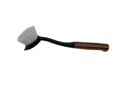 China Household kitchen brush plastic cleaning brush wood with wooden handle for sale