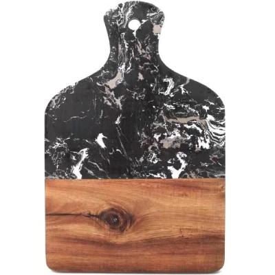 China Kitchen Acacia Wood Tray Marble Wood Splicing cutting board with handle for sale
