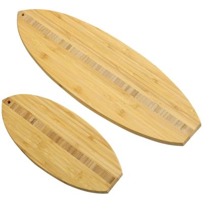 China Washing Surfboard Shaped Bamboo Butcher Block Wood Cutting Board 2pcs for sale