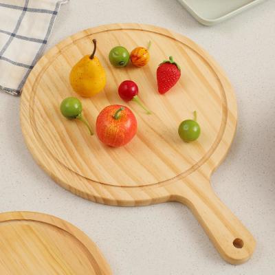 China 15x1.2cm Round Kitchenaid Bamboo Butcher Block Cutting Board Pizza Tray With Handle for sale