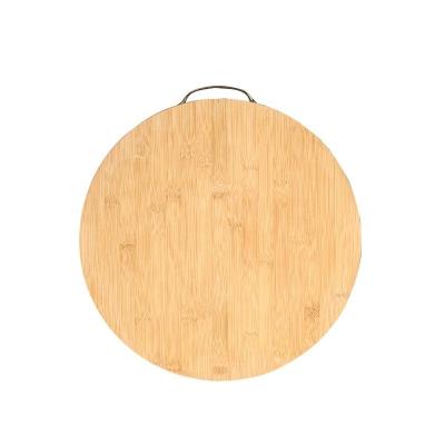 China Eco Friendly 5pcs Bamboo Round Chopping Board With Iron Handle for sale