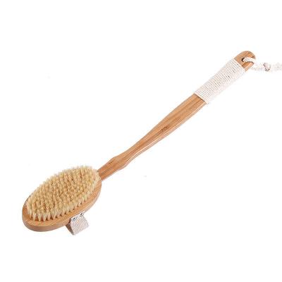 China Natural Sisal Bamboo Bath Shower Brush With Wood Long Handle for sale
