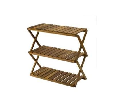 China Wooden Foldable Bamboo Shoe Rack 3 Layer Shelf For Living Room for sale