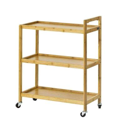 China 3 Tier Storage Bamboo Kitchen Shelf / Rack 58.1x30.2x76.4cm With Wheels for sale