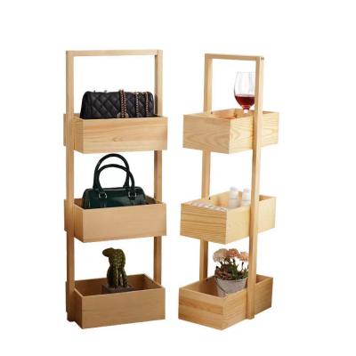 China Wood Natural Color 3tier Bamboo Rack Shelf Standing Waterproof for sale