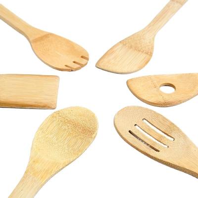China 6 Piece Bamboo Kitchen Utensil Set Wood Spatula Spoon For Cooking for sale