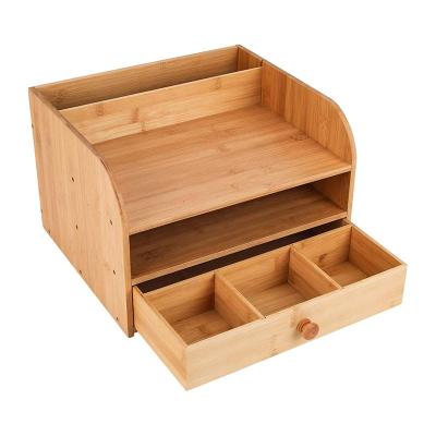 China 13 X 11.4 X 8.7 Inch Bamboo Desk Organizer For Office With Drawer for sale