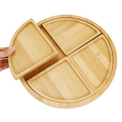 China Anti Bacterial Bamboo Wooden Tray With 4 Dividers for sale