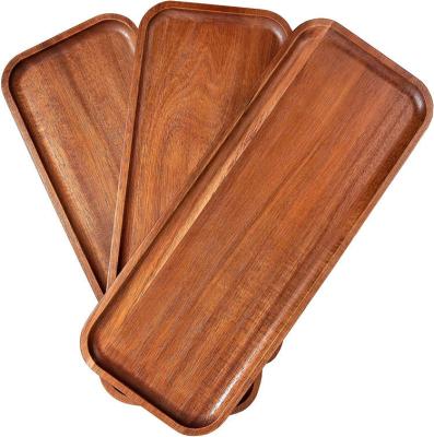 China Acacia Solid Wood Serving Tray Rectangular Wooden Serving Platters for sale