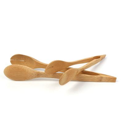 China Food Bamboo Eco Friendly Wooden Toast Tongs Kitchen Cooking Tool for sale