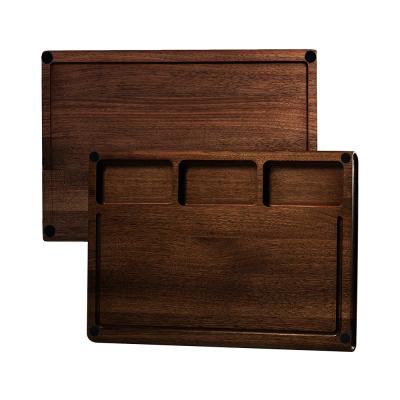 China Wood Multipurpose Black Walnut Chopping Board Thick Kitchen With Juice Groove for sale