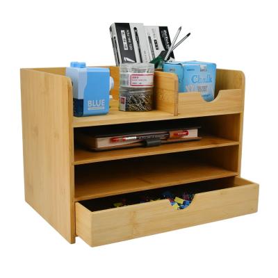 China Multifunctional Waterproof Bamboo Box Office Wood Desk Accessories Set Storage for sale