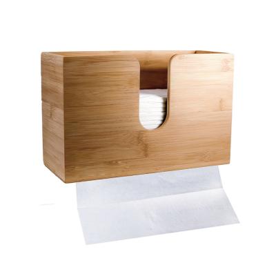 China Smooth Surfaces Bamboo Paper Towel Holder Wall Mounted for sale
