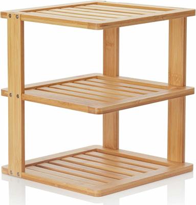 China Bamboo Free Standing Wood Rack , Kitchen Countertop Corner Shelf 10x10x11.5 Inches for sale