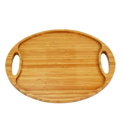 China Oval Bamboo Solid Wood Serving Tray Light Weight For Food for sale