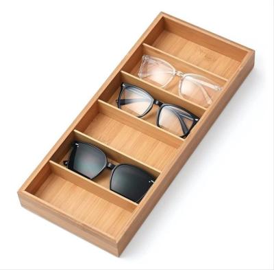 China Cuadro de visualización de gafas de sol de bambú rectangular con 6 ranuras en venta